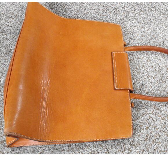 Bridas Cognac Leather Top Handle Satchel Bag Pre-Owned Classic - Picture 5 of 14